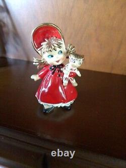 Fille de Noël en porcelaine vintage avec poupée, RARE, Lefton JAPAN