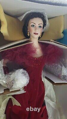 Franklin Mint G W Écarlate De Vent Présence Honte 22 Porcelaine Doll Red Gown Vtg