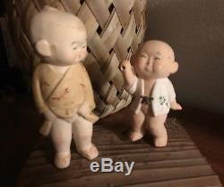 Garçon Poupées Figurines Porcelaine Bisque Gumps Hakata 5 & 6.5 Vintage 2 Japonais