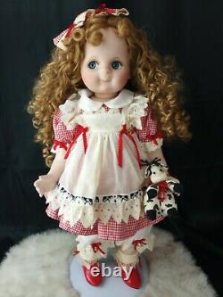 Googly Porcelaine Doll 23 Colleen Applewhite Pays & Dentelle Farmer Girl Vaches