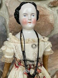 Grand Antique 1860 Kestner Porcelaine Chine Tête Sur Le Corps D'origine & Vêtements