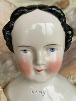 Grand Antique 1860 Kestner Porcelaine Chine Tête Sur Le Corps D'origine & Vêtements