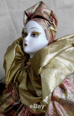 Grand Costume De Brocart Poupée Clown Arlequin Pierrot Vintage 27 '