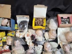 Grand Lot de Têtes en Bisque de Poupées Vintage, Parties de Corps et Quelques Perruques