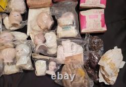 Grand Lot de Têtes en Bisque de Poupées Vintage, Parties de Corps et Quelques Perruques