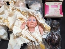 Grand Lot de Têtes en Bisque de Poupées Vintage, Parties de Corps et Quelques Perruques