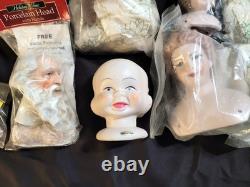 Grand Lot de Têtes en Bisque de Poupées Vintage, Parties de Corps et Quelques Perruques
