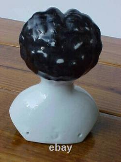 Grande Tête Victorienne Antique De Poupée De Porcelaine 5 Avec Les Cheveux Noirs