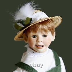 Grande poupée en porcelaine vintage garçon 'Nathan' tenue personnalisée taches de rousseur Cheveux roux 69cm