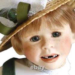 Grande poupée en porcelaine vintage garçon 'Nathan' tenue personnalisée taches de rousseur Cheveux roux 69cm