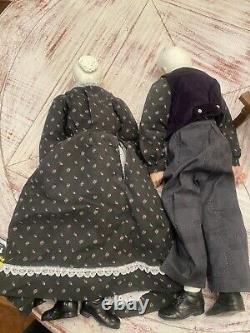 Incroyables poupées en porcelaine de William Wallace Jr, grand-mère et grand-père, de collection