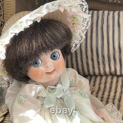 Jdk 221 Googly Eyes 12 Porcelaine Doll Reproduction Non Signée Par Artist Vintage