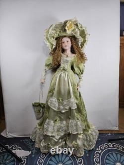 La collection Knightsbridge : grande poupée en porcelaine de 44 cm, style victorien, avec chapeau et parapluie