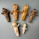 Lot (6) Vtg Miniature Poupée Kewpie En Porcelaine Bisque Celluloïd Brune Teeny Tiny
