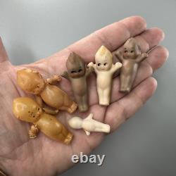 Lot (6) Vtg MINIATURE Poupée KEWPIE en Porcelaine Bisque Celluloïd BRUNE Teeny TINY