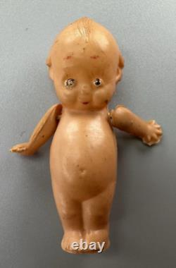 Lot (6) Vtg MINIATURE Poupée KEWPIE en Porcelaine Bisque Celluloïd BRUNE Teeny TINY
