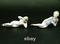 Lot De 5 Véritable Antique Porcelaine Allemande Baignoire Figurine Lady Half Doll Rel