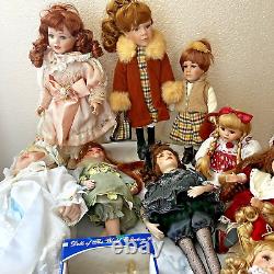 Lot de 10 poupées vintage en porcelaine mixte de 14'', 18'' et 9'' - Galeries en porcelaine et autres.