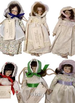Lot de 17 cadeaux vintage World of Gorham en porcelaine bisque, 8 poupées, années 80-90