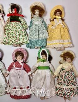 Lot de 17 cadeaux vintage World of Gorham en porcelaine bisque, 8 poupées, années 80-90