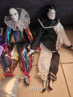 Lot de 5 figurines de porcelaine vintage de bouffon de la cour et de poupée