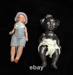 Lot de 6 poupées miniatures anciennes en biscuit/porcelaine
