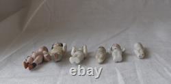 Lot de 6 poupées miniatures anciennes en biscuit, sans marque, allemandes / époque victorienne