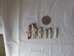 Lot de 6 poupées miniatures anciennes en biscuit, sans marque, allemandes / époque victorienne
