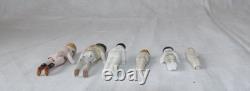 Lot de 6 poupées miniatures anciennes en biscuit, sans marque, allemandes / époque victorienne
