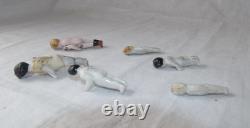 Lot de 6 poupées miniatures anciennes en biscuit, sans marque, allemandes / époque victorienne