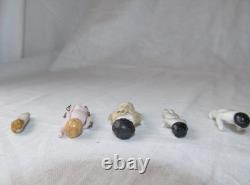 Lot de 6 poupées miniatures anciennes en biscuit, sans marque, allemandes / époque victorienne