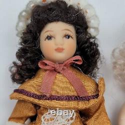 Lot de 8 poupées miniatures vintage en porcelaine articulées de style ornement victorien