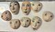 Lot De 8 Visages De Poupées En Porcelaine Peints Vintage De 2000 Par Shannon Mayfield, 1-1 1/2