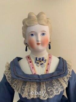 Magnifique Ancienne Dame De La Paria Avec Elaborate Blonde Curls Et Molded Blouse-1860
