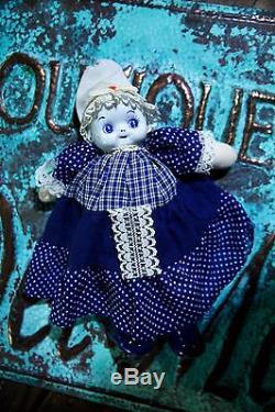 Main Rare Vintage Peint Porcelaine Kewpie Doll Delft Blue & White