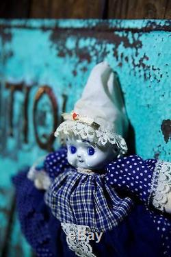 Main Rare Vintage Peint Porcelaine Kewpie Doll Delft Blue & White