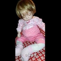 Mignon Vtg 86 Poupée de bébé réelle en porcelaine Sugar Britches Sleepy Bonde Pnk #EvezBeadz