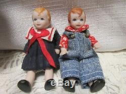 Miniature Vintage Dollhouse Porcelain Doll Famille De 5 Artisan Made Victorienne