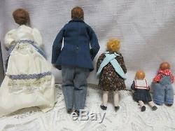 Miniature Vintage Dollhouse Porcelain Doll Famille De 5 Artisan Made Victorienne