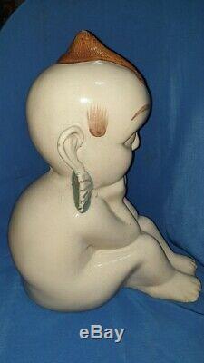 Old Vintage Big Taille Porcelaine Céramique Kewpie Doll De L'inde 1950