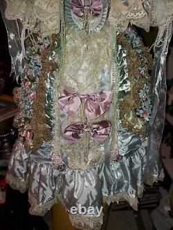 Pat Loveless 30 Inch Antique Reproduction Française Jumeau Doll Crystal Blue Ice
