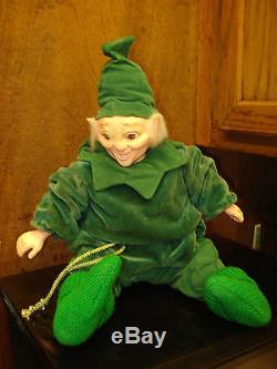 Pièce De Poupée Vintage Elf Leprechaun Peluche Porcelaine Tête Et Mains Gnome 16t Ln