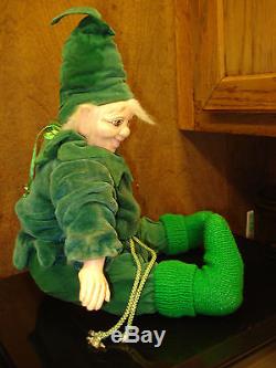 Pièce De Poupée Vintage Elf Leprechaun Peluche Porcelaine Tête Et Mains Gnome 16t Ln