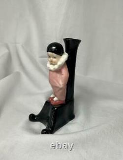 Pierrot Clown Bud Vase Rare Art Déco Allemagne Figurine De Porcelaine C1920