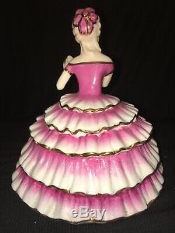 Pot De Poudre Victorien Vintage De Lady Half Doll Art Déco Porcelaine Fille Coffret Cadeau