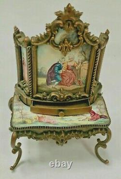 Poupée Antique Viennoise Autrichienne Enamel Miniature Secretary Desk Vanity Choice
