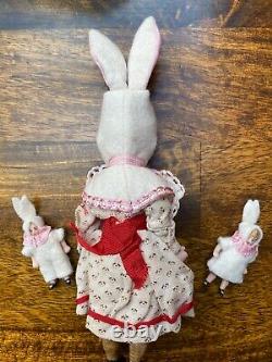Poupée De Tête De Porcelaine Antique K & R Bunny Maman Avec 2 Bébé