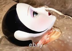 Poupée Harlequin en porcelaine SILVESTRI de collection avec corps en chiffon, clown Pierrot de grande taille 39'