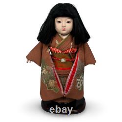 Poupée Ichimatsu traditionnelle japonaise vintage 16 pouces en kimono en porcelaine bisque debout