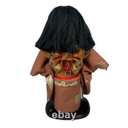 Poupée Ichimatsu traditionnelle japonaise vintage 16 pouces en kimono en porcelaine bisque debout